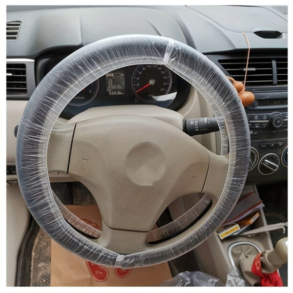 ⁦250/150 قطعة من أغطية عجلة قيادة السيارة، واقيات عجلة قيادة بلاستيكية للاستعمال مرة واحدة مقاومة للغبار والبقع⁩ - الصورة ⁦7⁩