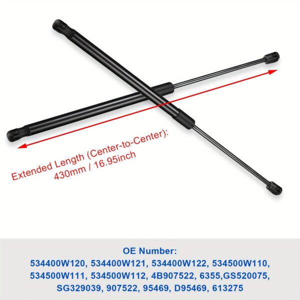 ⁦قطعتان من دعامات الغاز لسيارة Toyota for FJ Cruiser (2007-2010)، دعامات رفع الغطاء الأمامي لقطع غيار السيارات ، مناسبة لرقم استبدال OE 534400W120، 534400W121، 534400W122، 534500W110، 534500W111، 4B907522، SG32903⁩ - الصورة ⁦2⁩
