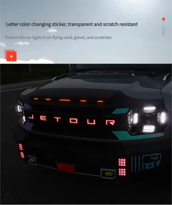 ⁦ملصقات حروف السيارة مناسبة لشيري JETOUR Traveler T2 2023 ملصقات إضاءة الحاجب عجلة النهار الجري الخفيف⁩ - الصورة ⁦11⁩