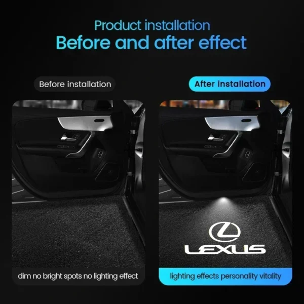 ⁦LED باب السيارة شعار ترحيب  عرض ليزر مصباح لكزس LS LC RZ IS350 ES300 GS350 CT200h GX460 LX570 RX500h NX300 UX260⁩ - الصورة ⁦4⁩