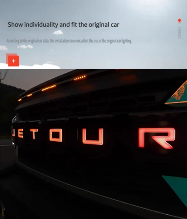 ⁦ملصقات حروف السيارة مناسبة لشيري JETOUR Traveler T2 2023 ملصقات إضاءة الحاجب عجلة النهار الجري الخفيف⁩ - الصورة ⁦12⁩