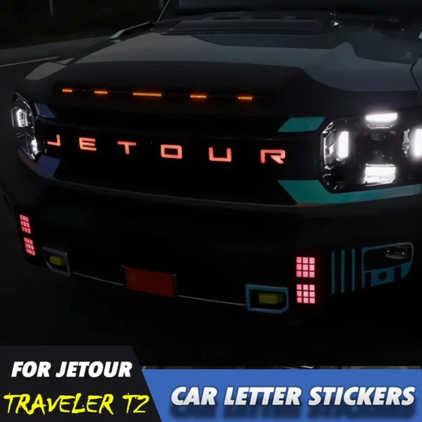 ملصقات حروف السيارة مناسبة لشيري JETOUR Traveler T2 2023 ملصقات إضاءة الحاجب عجلة النهار الجري الخفيف