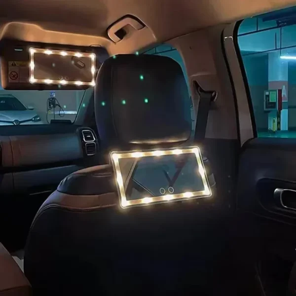⁦مرآة مكياج LED للسيارة، قابلة للتقرير، مستشعر باللمس، مرآة مكياج واقية من الشمس، قابلة للتعديل بثلاثة ألوان، حماية واضحة للعين⁩ - الصورة ⁦2⁩