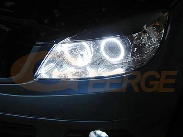 ⁦عيون الملاك هالة خواتم تجديد ضوء النهارFor Mercedes Benz C Class W204 2007 2008 2009 2010 2011⁩ - الصورة ⁦5⁩