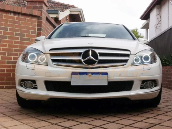 ⁦عيون الملاك هالة خواتم تجديد ضوء النهارFor Mercedes Benz C Class W204 2007 2008 2009 2010 2011⁩ - الصورة ⁦13⁩