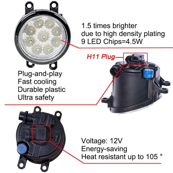 ⁦2 قطعة لتويوتا أفالون 2008 2009 2010 متفوقة الجودة LED مصابيح الضباب2PCS For Toyota Avalon 2008 2009 2010⁩ - الصورة ⁦3⁩