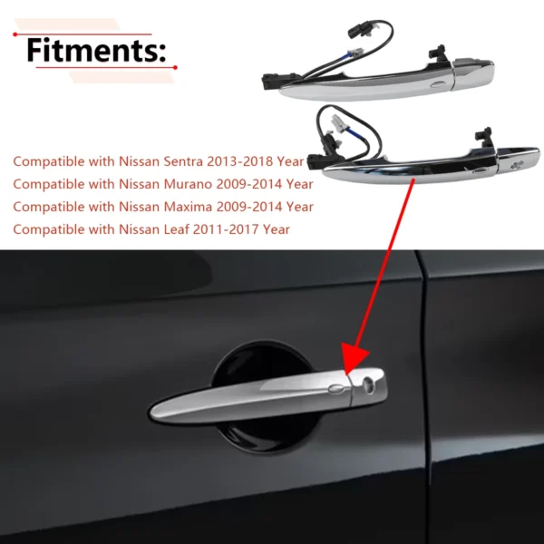 ⁦مقابض ابواب ماكسيما - سنتراFor Nissan Sentra 2013-2018;Murano Maxima 2009-2014⁩ - الصورة ⁦2⁩