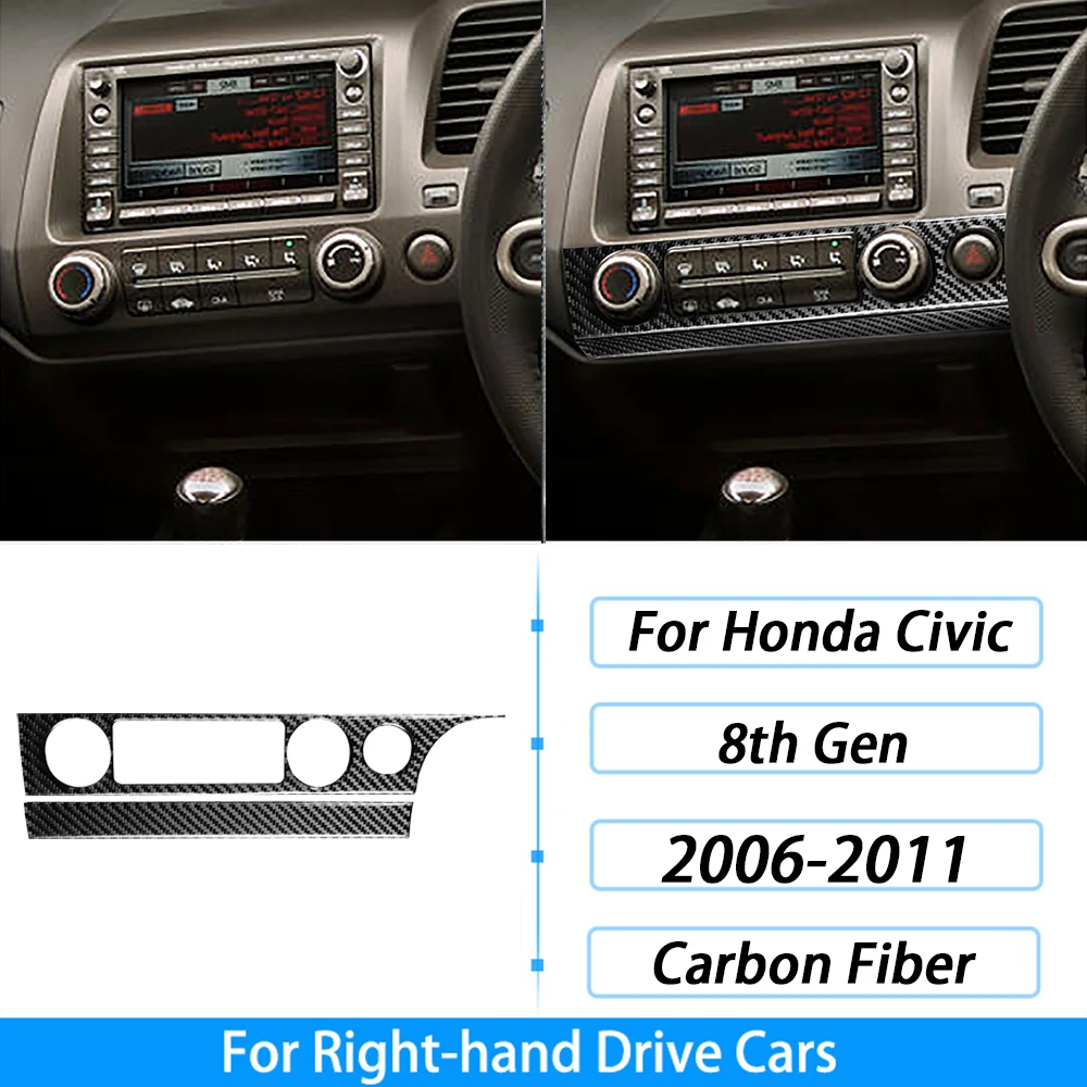 من ألياف الكربون التحول والعتاد لهوندا سيفيك 8th الجنرال ، نافذة رفع لوحة القيادة مجموعة ، اكسسوارات السيارات الداخلية ، ملصقا ، 2006-2011 - الصورة 17