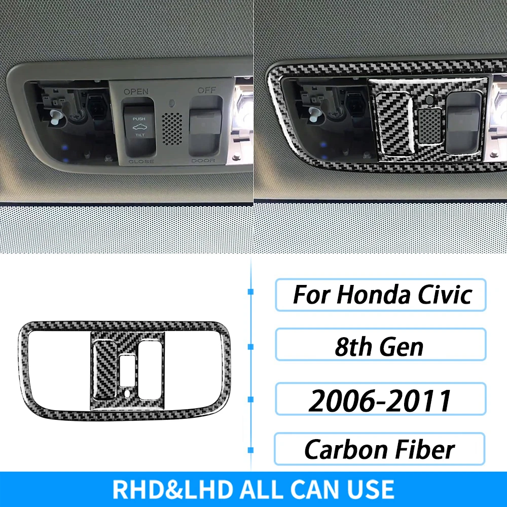 من ألياف الكربون التحول والعتاد لهوندا سيفيك 8th الجنرال ، نافذة رفع لوحة القيادة مجموعة ، اكسسوارات السيارات الداخلية ، ملصقا ، 2006-2011 - الصورة 52