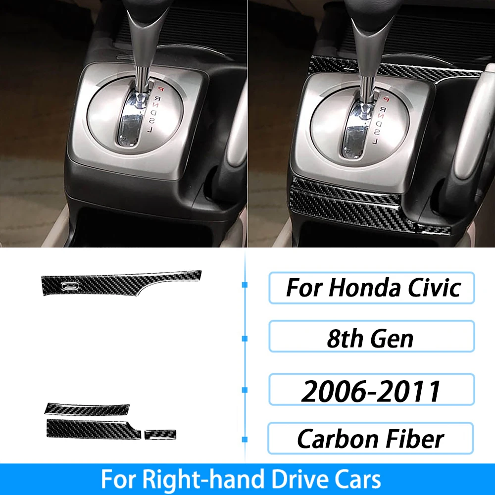 من ألياف الكربون التحول والعتاد لهوندا سيفيك 8th الجنرال ، نافذة رفع لوحة القيادة مجموعة ، اكسسوارات السيارات الداخلية ، ملصقا ، 2006-2011 - الصورة 39