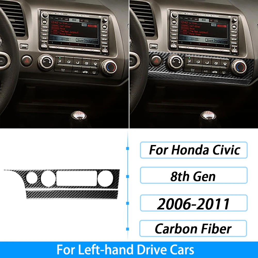 من ألياف الكربون التحول والعتاد لهوندا سيفيك 8th الجنرال ، نافذة رفع لوحة القيادة مجموعة ، اكسسوارات السيارات الداخلية ، ملصقا ، 2006-2011 - الصورة 20