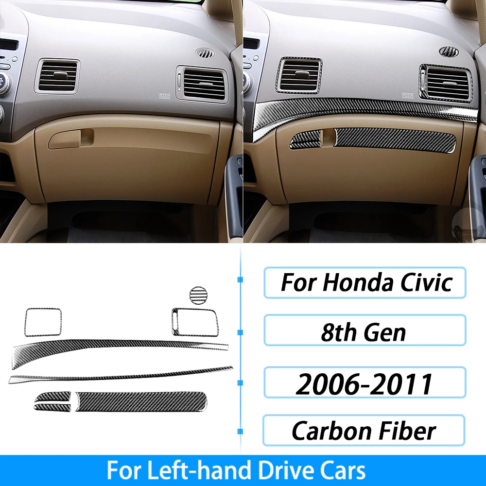 من ألياف الكربون التحول والعتاد لهوندا سيفيك 8th الجنرال ، نافذة رفع لوحة القيادة مجموعة ، اكسسوارات السيارات الداخلية ، ملصقا ، 2006-2011 - الصورة 47