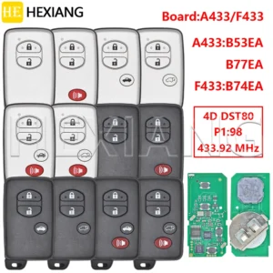 رموت كامري - لاندكروزر - اريون - HE A433 B53EA/B77EA F433 B74EA 433MHz 4D Car Remote Key For Toyota Prius Prado Land Cruiser Camry Crown Aurion LC200 Avensis