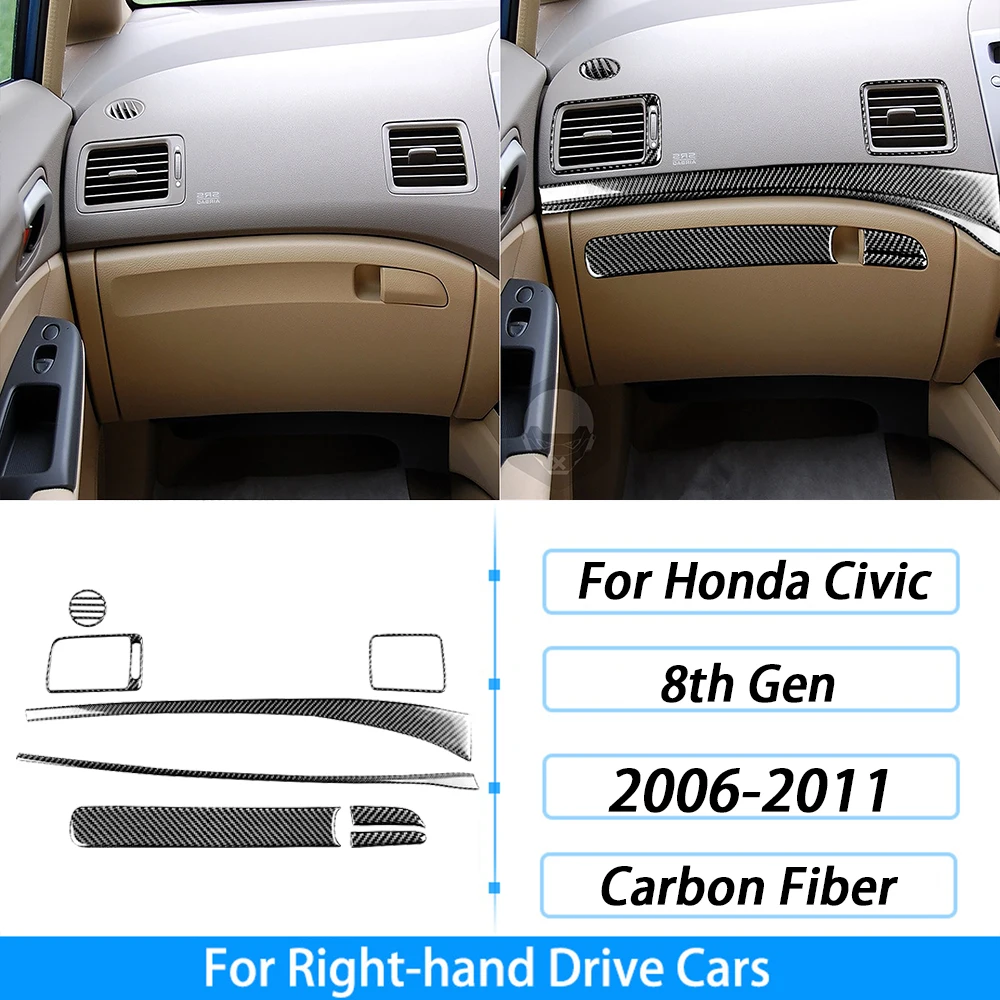 من ألياف الكربون التحول والعتاد لهوندا سيفيك 8th الجنرال ، نافذة رفع لوحة القيادة مجموعة ، اكسسوارات السيارات الداخلية ، ملصقا ، 2006-2011 - الصورة 50