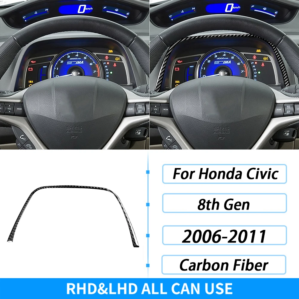 من ألياف الكربون التحول والعتاد لهوندا سيفيك 8th الجنرال ، نافذة رفع لوحة القيادة مجموعة ، اكسسوارات السيارات الداخلية ، ملصقا ، 2006-2011 - الصورة 18