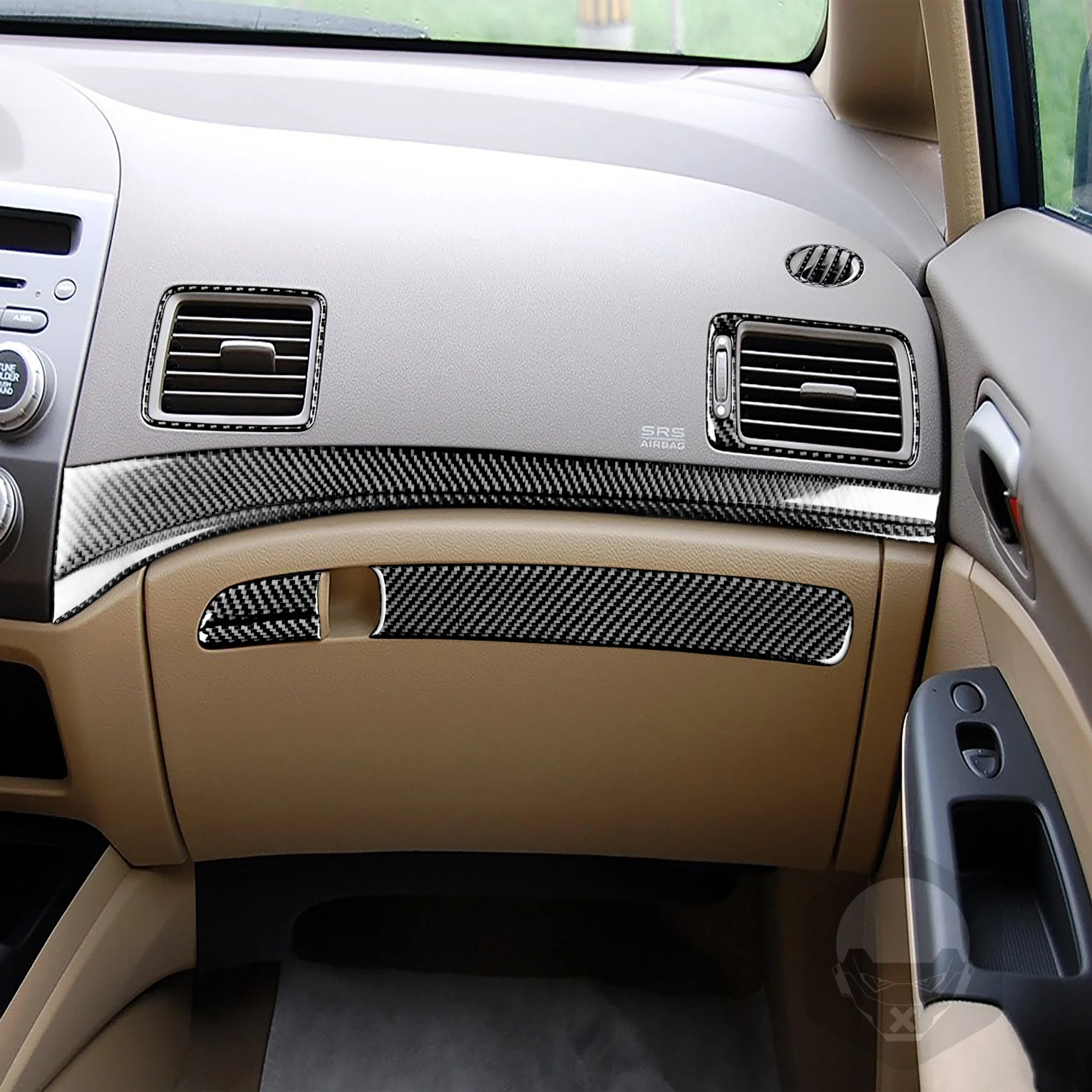 من ألياف الكربون التحول والعتاد لهوندا سيفيك 8th الجنرال ، نافذة رفع لوحة القيادة مجموعة ، اكسسوارات السيارات الداخلية ، ملصقا ، 2006-2011 - الصورة 5