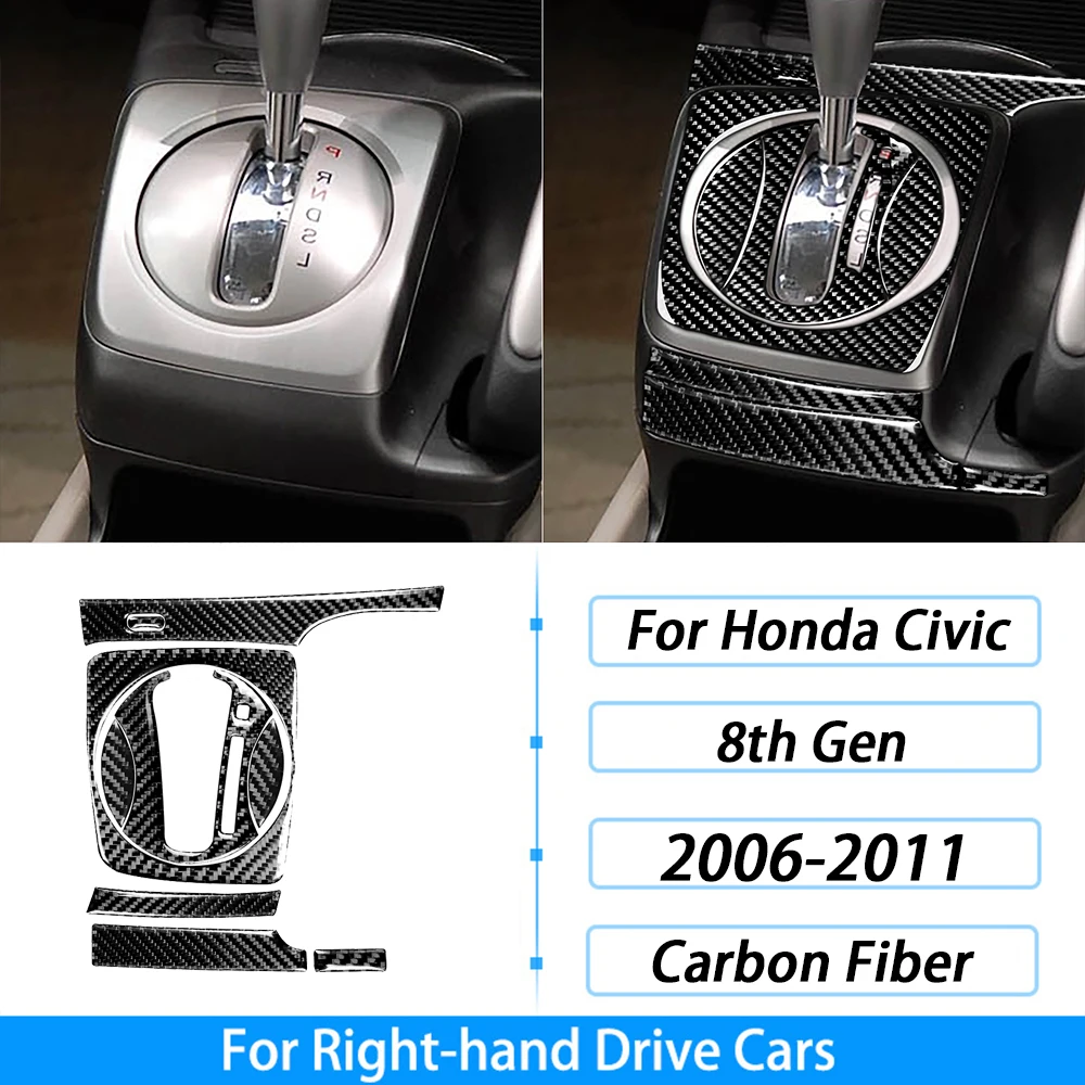 من ألياف الكربون التحول والعتاد لهوندا سيفيك 8th الجنرال ، نافذة رفع لوحة القيادة مجموعة ، اكسسوارات السيارات الداخلية ، ملصقا ، 2006-2011 - الصورة 8