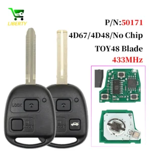 رموت اف جي - لاندكروزر - رافور - برادو - بريفاLiberty 50171 for Toyota Prado 120 RAV4 Kluger Previa FJ Cruiser Land Cruiser 100 Remote Key 433MHz 4D67/4C Chip Fob 2/3 Buttons