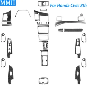 من ألياف الكربون التحول والعتاد لهوندا سيفيك 8th الجنرال ، نافذة رفع لوحة القيادة مجموعة ، اكسسوارات السيارات الداخلية ، ملصقا ، 2006-2011